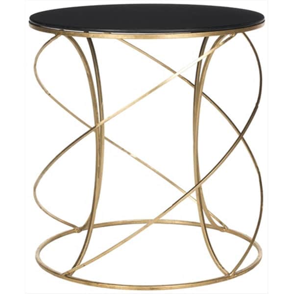 Safavieh Cagney Accent Table Gold And Black Glass Top FOX2535B - main